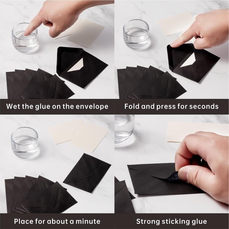 Keketer 50 Sets Black Mini Envelopes with Blank Gift Cards, Business & Note Cards - Wedding Invitation, Graduation, Holiday Pocket Envelopes 4x2.75" Bulk for Party Favors & Scrapbooking - Image 3